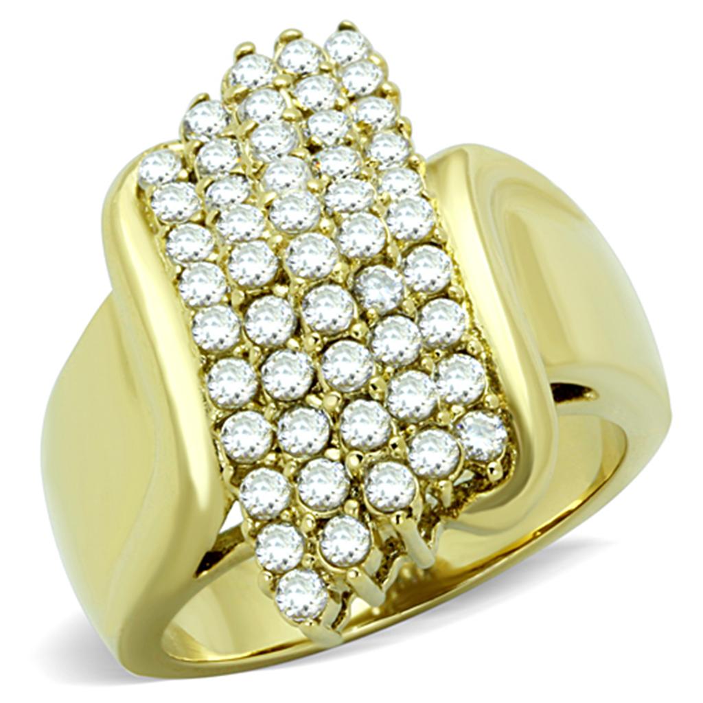 TK1554 - IP Gold(Ion Plating) Stainless Steel Ring with AAA Grade CZ  in Clear LuxuryLifeWay Online Store