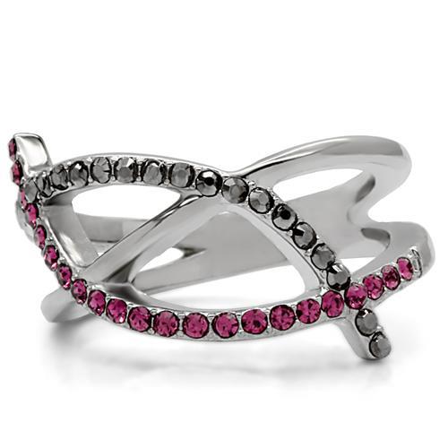 TK156 - High polished (no plating) Stainless Steel Ring with Top Grade Crystal  in Multi Color LuxuryLifeWay Online Store