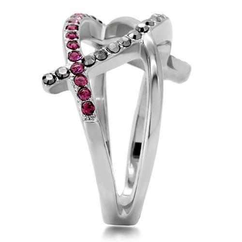 TK156 - High polished (no plating) Stainless Steel Ring with Top Grade Crystal  in Multi Color LuxuryLifeWay Online Store