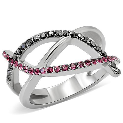 TK156 - High polished (no plating) Stainless Steel Ring with Top Grade Crystal  in Multi Color LuxuryLifeWay Online Store