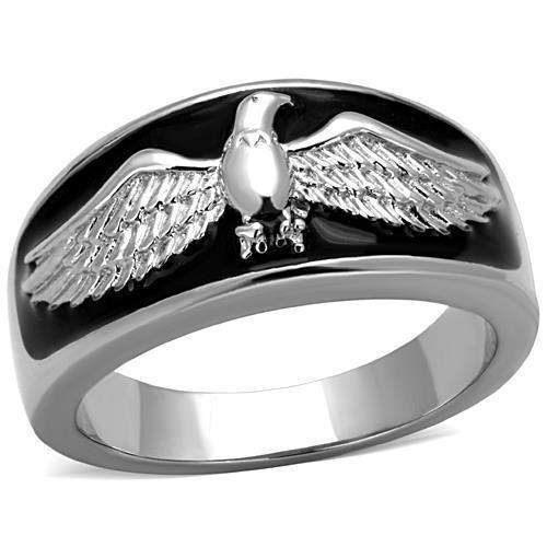 TK1597 - High polished (no plating) Stainless Steel Ring with Epoxy  in Jet LuxuryLifeWay Online Store