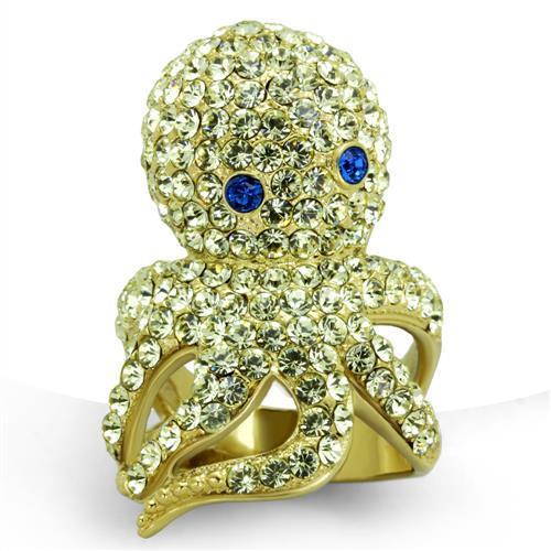 TK1640 - IP Gold(Ion Plating) Stainless Steel Ring with Top Grade Crystal  in Multi Color LuxuryLifeWay Online Store