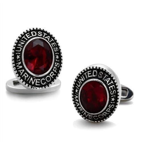 TK1646 - High polished (no plating) Stainless Steel Cufflink with Synthetic Synthetic Glass in Siam LuxuryLifeWay Online Store
