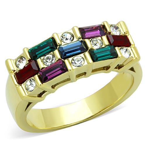 TK1719 - IP Gold(Ion Plating) Stainless Steel Ring with Top Grade Crystal  in Multi Color LuxuryLifeWay Online Store