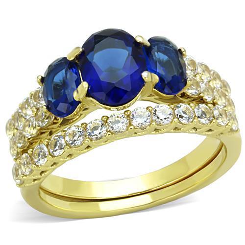 TK1720 - IP Gold(Ion Plating) Stainless Steel Ring with Synthetic Synthetic Glass in Montana LuxuryLifeWay Online Store