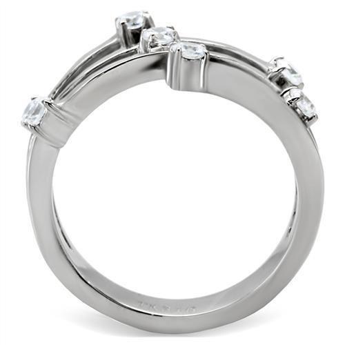TK173 - High polished (no plating) Stainless Steel Ring with Top Grade Crystal  in Clear LuxuryLifeWay Online Store
