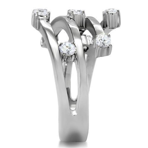 TK173 - High polished (no plating) Stainless Steel Ring with Top Grade Crystal  in Clear LuxuryLifeWay Online Store
