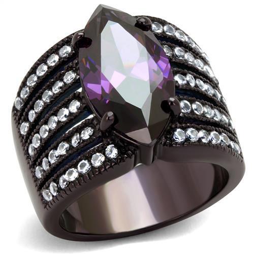 TK1752DC - IP Dark Brown (IP coffee) Stainless Steel Ring with AAA Grade CZ  in Amethyst LuxuryLifeWay Online Store