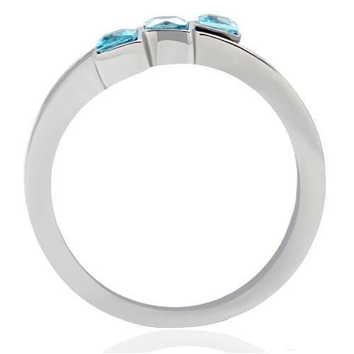TK180 - High polished (no plating) Stainless Steel Ring with Synthetic Synthetic Glass in Sea Blue LuxuryLifeWay Online Store