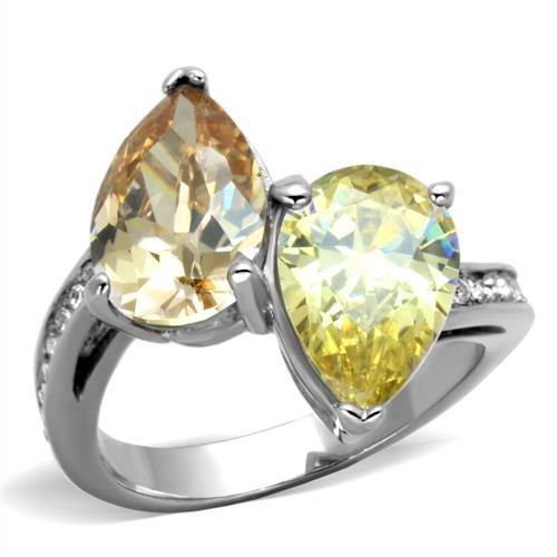 TK1820 - High polished (no plating) Stainless Steel Ring with AAA Grade CZ  in Multi Color LuxuryLifeWay Online Store