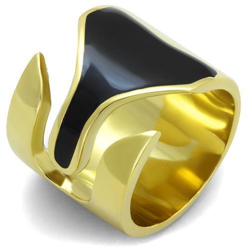 TK1860 - IP Gold(Ion Plating) Stainless Steel Ring with Epoxy  in Jet LuxuryLifeWay Online Store