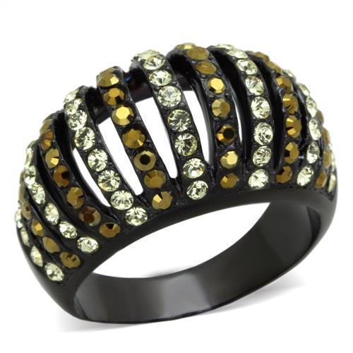 TK1865 - IP Black(Ion Plating) Stainless Steel Ring with Top Grade Crystal  in Multi Color LuxuryLifeWay Online Store