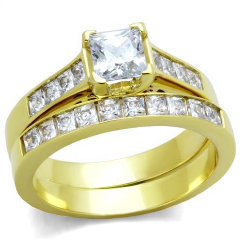 TK1895 - IP Gold(Ion Plating) Stainless Steel Ring with AAA Grade CZ  in Clear LuxuryLifeWay Online Store