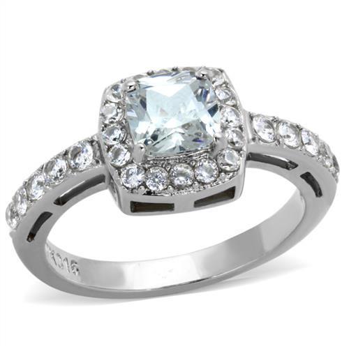 TK1899N - High-Polished Stainless Steel Ring with AAA Grade CZ  in Clear LuxuryLifeWay Online Store