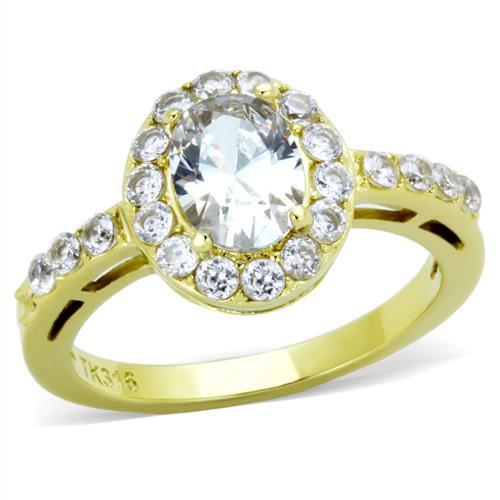 TK1901 - IP Gold(Ion Plating) Stainless Steel Ring with AAA Grade CZ  in Clear LuxuryLifeWay Online Store