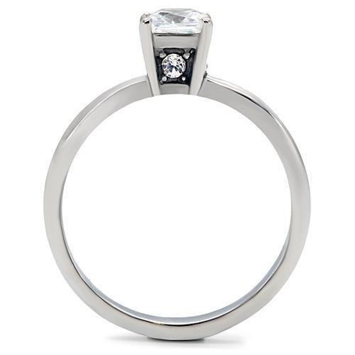 TK202 - High polished (no plating) Stainless Steel Ring with AAA Grade CZ  in Clear LuxuryLifeWay Online Store
