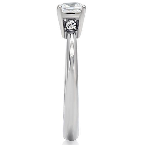 TK202 - High polished (no plating) Stainless Steel Ring with AAA Grade CZ  in Clear LuxuryLifeWay Online Store