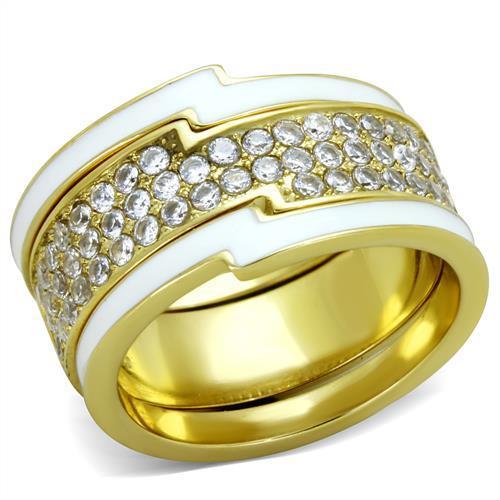 TK2035 - IP Gold(Ion Plating) Stainless Steel Ring with AAA Grade CZ  in Clear LuxuryLifeWay Online Store