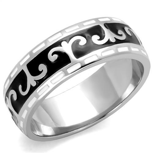 TK2154 - High polished (no plating) Stainless Steel Ring with Epoxy  in Jet LuxuryLifeWay Online Store