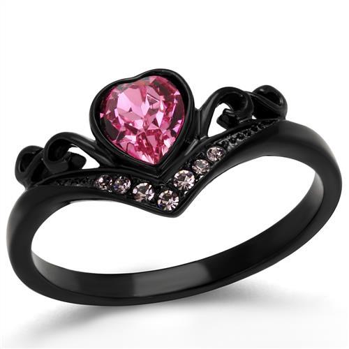 TK2192 - IP Black(Ion Plating) Stainless Steel Ring with Top Grade Crystal  in Rose LuxuryLifeWay Online Store
