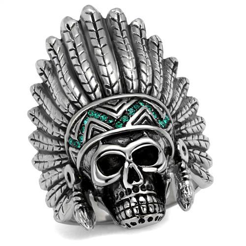 TK2245 - High polished (no plating) Stainless Steel Ring with Top Grade Crystal  in Emerald LuxuryLifeWay Online Store