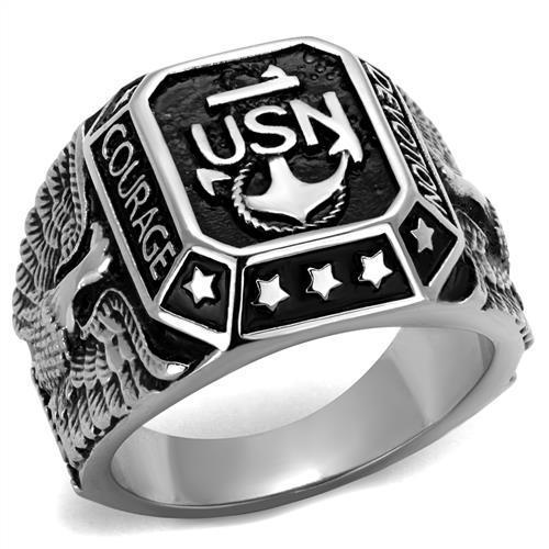TK2325 - High polished (no plating) Stainless Steel Ring with Epoxy  in Jet LuxuryLifeWay Online Store
