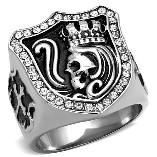 TK2328 - High polished (no plating) Stainless Steel Ring with Top Grade Crystal  in Clear LuxuryLifeWay Online Store