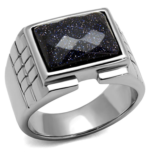 TK2399 - High polished (no plating) Stainless Steel Ring with Blue Sand  in Montana LuxuryLifeWay Online Store
