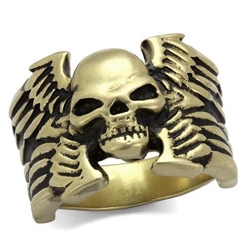 TK2445 - IP Antique Copper Stainless Steel Ring with Epoxy  in Jet LuxuryLifeWay Online Store