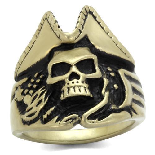 TK2453 - IP Antique Copper Stainless Steel Ring with Epoxy  in Jet LuxuryLifeWay Online Store