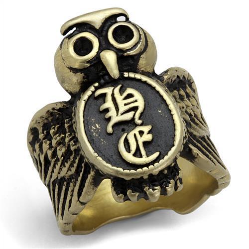 TK2465 - IP Antique Copper Stainless Steel Ring with Epoxy  in Jet LuxuryLifeWay Online Store