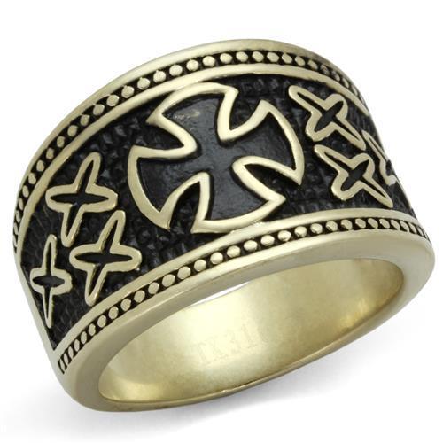 TK2469 - IP Antique Copper Stainless Steel Ring with Epoxy  in Jet LuxuryLifeWay Online Store