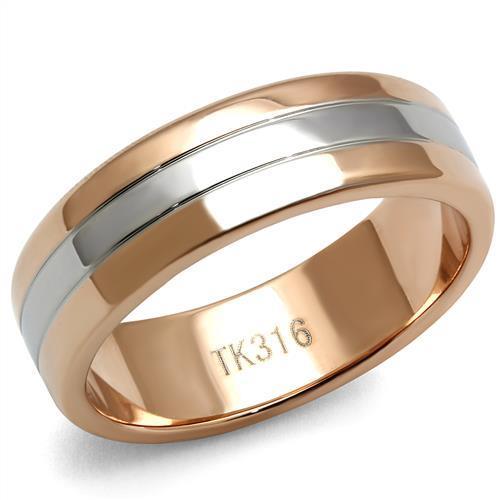 TK2569 - Two-Tone IP Rose Gold Stainless Steel Ring with No Stone LuxuryLifeWay Online Store