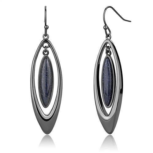 TK2577 - IP Light Black  (IP Gun) Stainless Steel Earrings with Blue Sand  in Montana LuxuryLifeWay Online Store