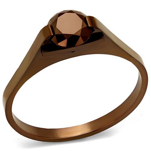 TK2592 - IP Coffee light Stainless Steel Ring with AAA Grade CZ  in Light Coffee LuxuryLifeWay Online Store
