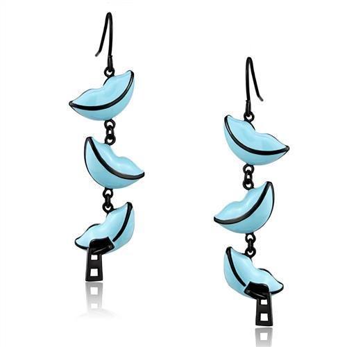 TK2624 - IP Black(Ion Plating) Stainless Steel Earrings with Epoxy  in Sea Blue LuxuryLifeWay Online Store