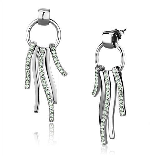 TK2633 - High polished (no plating) Stainless Steel Earrings with Top Grade Crystal  in Peridot LuxuryLifeWay Online Store