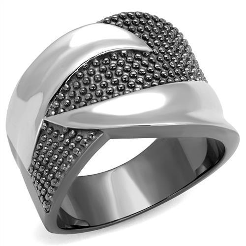 TK2700 - Two Tone IP Light Black (IP Gun) Stainless Steel Ring with No Stone LuxuryLifeWay Online Store