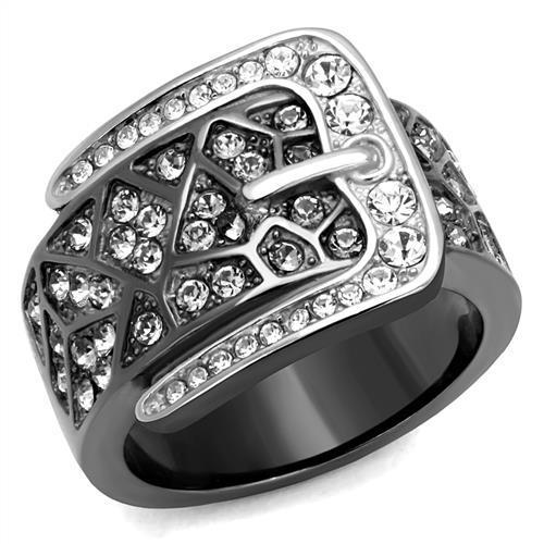 TK2769 - Two-Tone IP Black Stainless Steel Ring with Top Grade Crystal  in Black Diamond LuxuryLifeWay Online Store