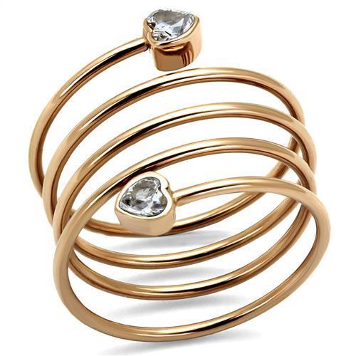TK2836 - IP Rose Gold(Ion Plating) Stainless Steel Ring with AAA Grade CZ  in Clear LuxuryLifeWay Online Store