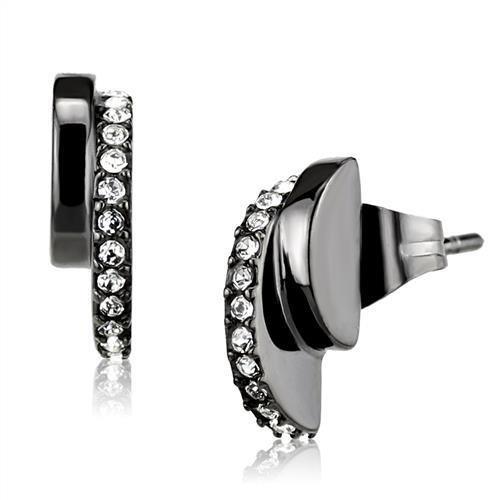 TK2855 - IP Light Black  (IP Gun) Stainless Steel Earrings with Top Grade Crystal  in Clear LuxuryLifeWay Online Store