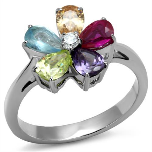 TK2867 - High polished (no plating) Stainless Steel Ring with AAA Grade CZ  in Multi Color LuxuryLifeWay Online Store