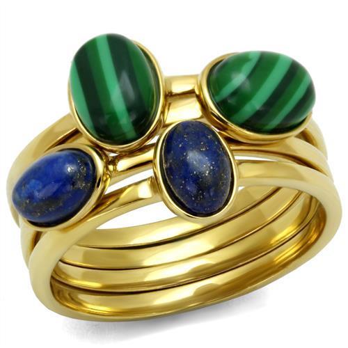 TK2905 - IP Gold(Ion Plating) Stainless Steel Ring with Synthetic MALACHITE in Emerald LuxuryLifeWay Online Store
