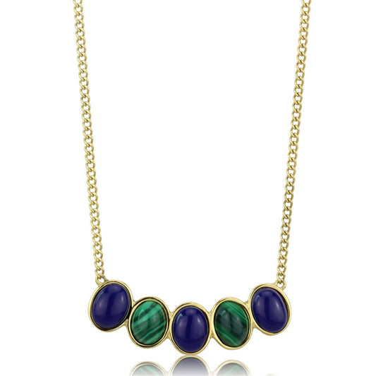TK2911 - IP Gold(Ion Plating) Stainless Steel Necklace with Precious Stone Lapis in Montana LuxuryLifeWay Online Store