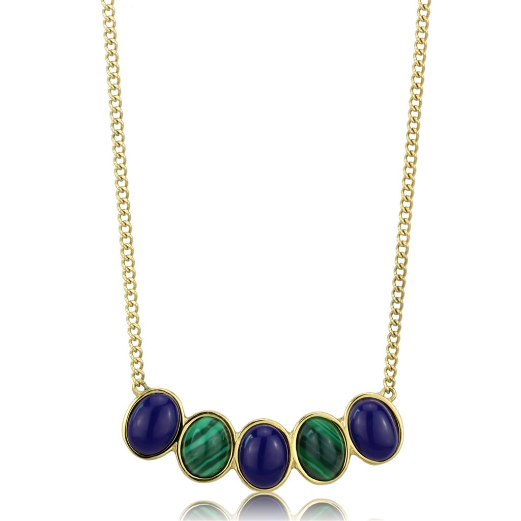 TK2911 - IP Gold(Ion Plating) Stainless Steel Necklace with Precious Stone Lapis in Montana LuxuryLifeWay Online Store