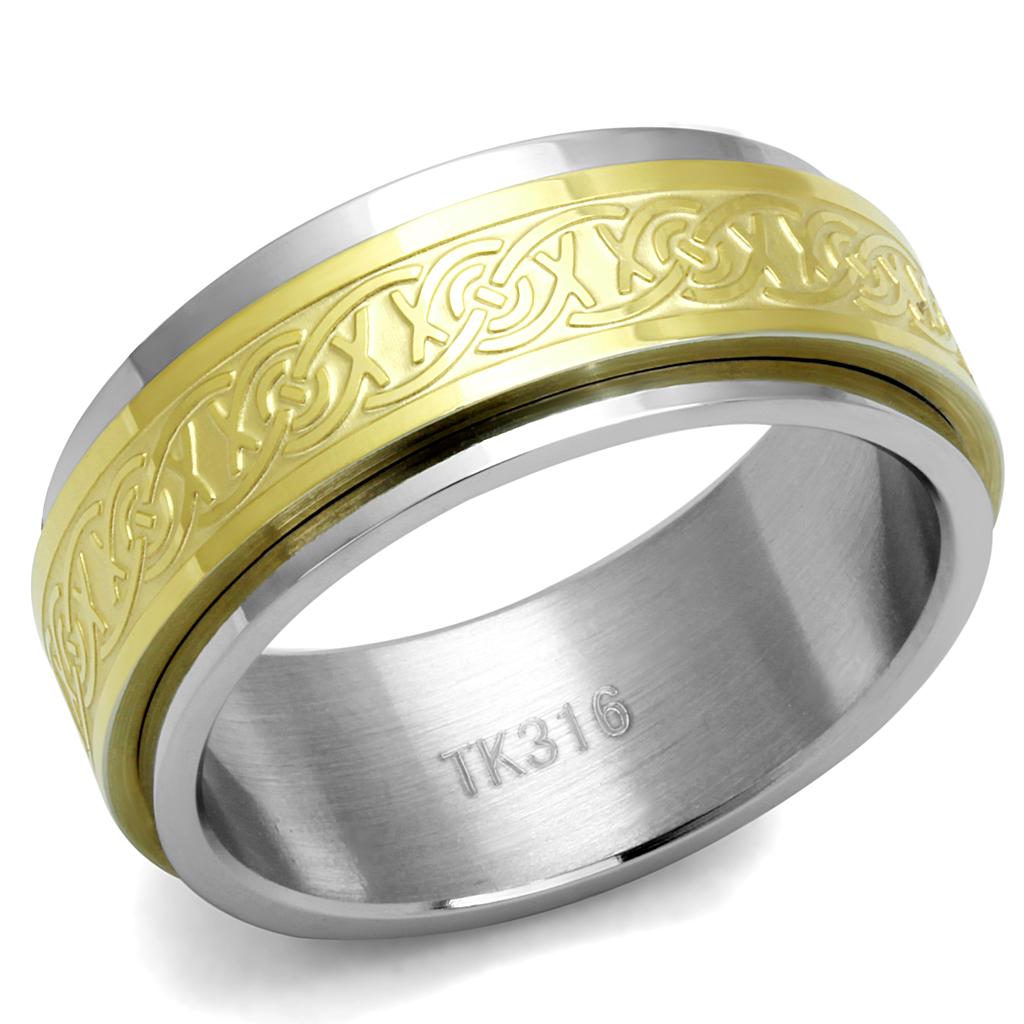 TK2939 - Two-Tone IP Gold (Ion Plating) Stainless Steel Ring with No Stone LuxuryLifeWay Online Store