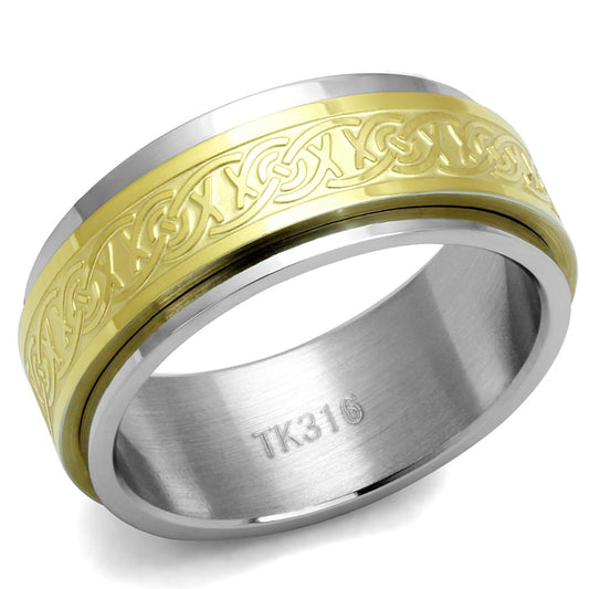 TK2939 - Two-Tone IP Gold (Ion Plating) Stainless Steel Ring with No Stone LuxuryLifeWay Online Store