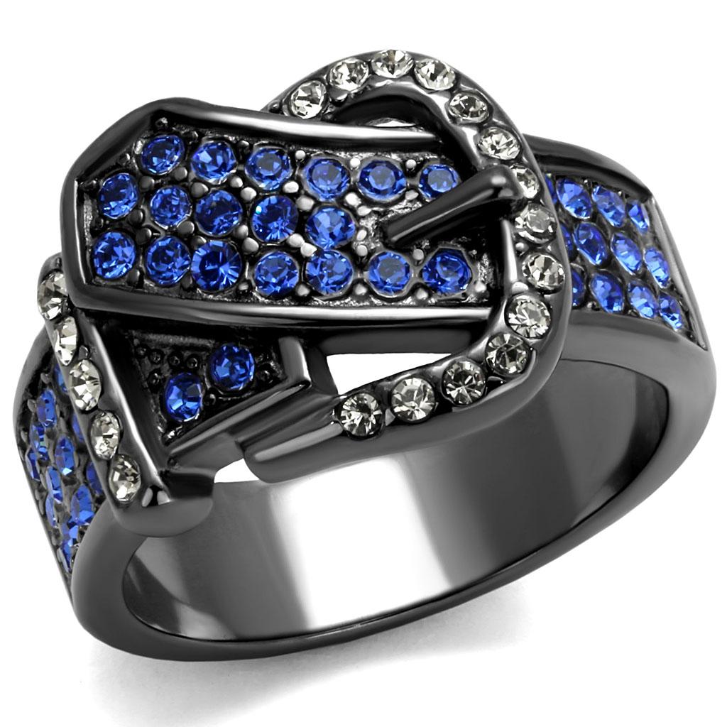 TK2995 - IP Light Black  (IP Gun) Stainless Steel Ring with Top Grade Crystal  in Multi Color LuxuryLifeWay Online Store