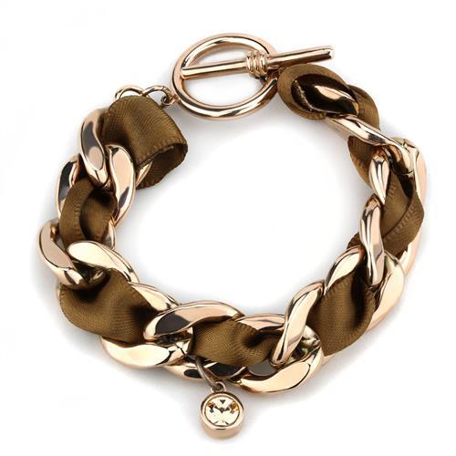 TK3066 - IP Rose Gold(Ion Plating) Stainless Steel Bracelet with Top Grade Crystal  in Light Peach LuxuryLifeWay Online Store