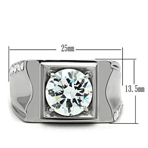 TK311 - High polished (no plating) Stainless Steel Ring with AAA Grade CZ  in Clear LuxuryLifeWay Online Store
